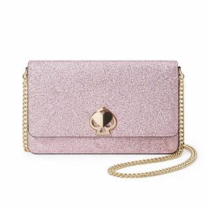 Kate Spade Nicola Shimmer Twistlock Chain Wallet purse Rose Gold NWT Retail$198